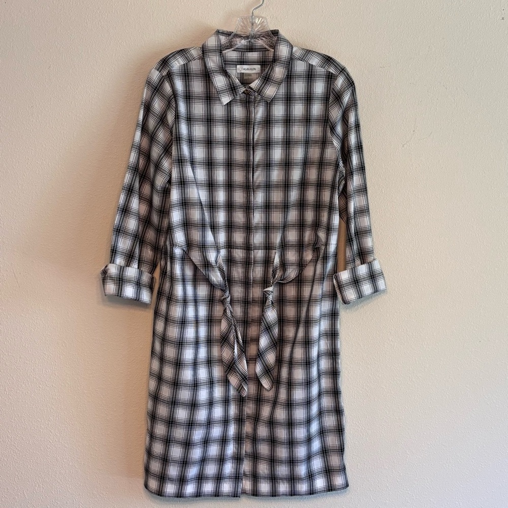 Calvin Klein Women's Black White Checkered Dress Size 10